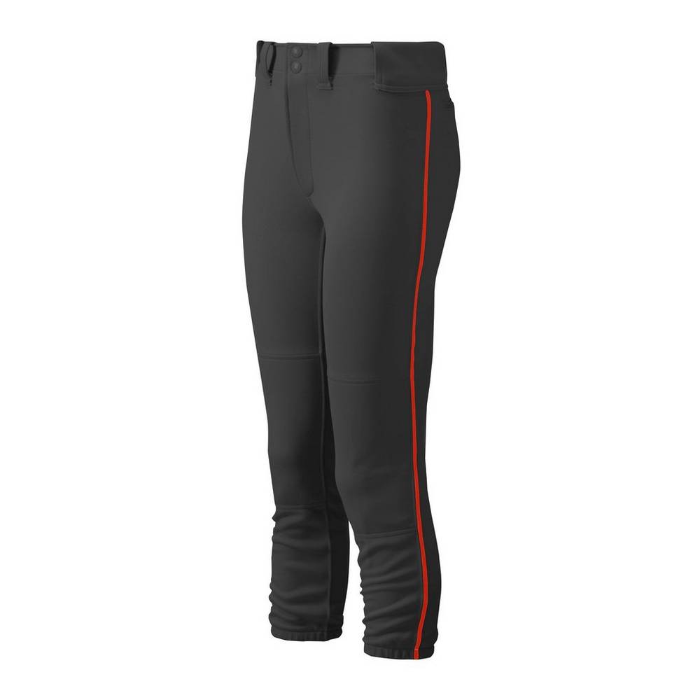 Damske Tepláky Mizuno Belted Piped Softball Čierne/Červené Vypredaj RSCZ01769